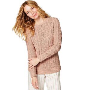 J. JILL Women's Cotton Cabled Chablis Sweater Size Large